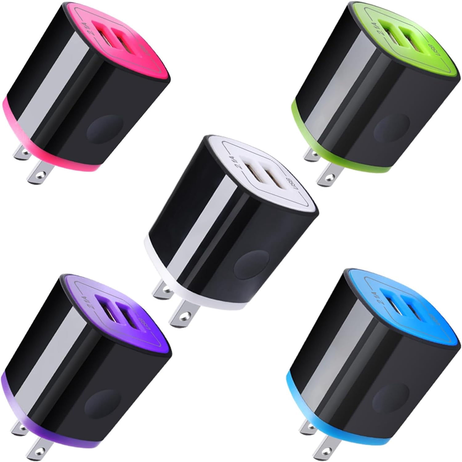 MHAWBL-iPhone USB Wall Charger Adapter, Charger Brick, AndHot 5Pack 2.1A Dual Port Fast Charging Block Box Base Wall Plug for iPhone 17 16e 16 15 14 13 12 11 Pro Max XR XS X 8 7,iPad,Samsung,Android,