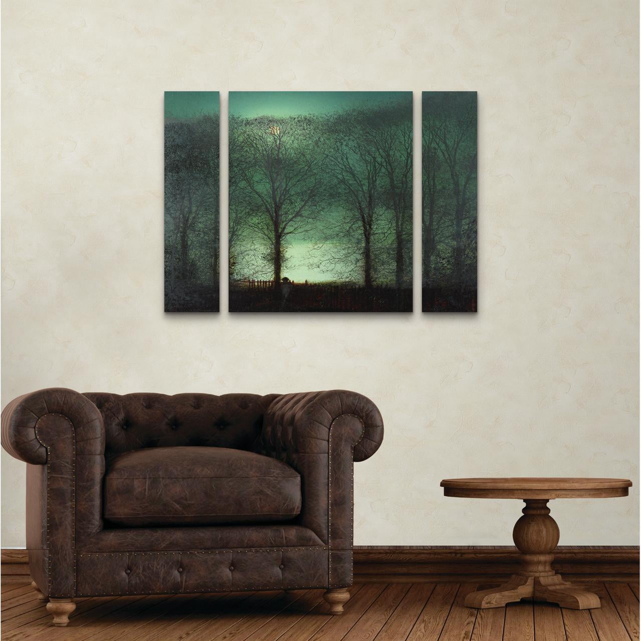 Trademark Fine Art Landscape Multi Panel Art Set Small 3 Piece ' Figure In The Moonlight ' by Grimshaw