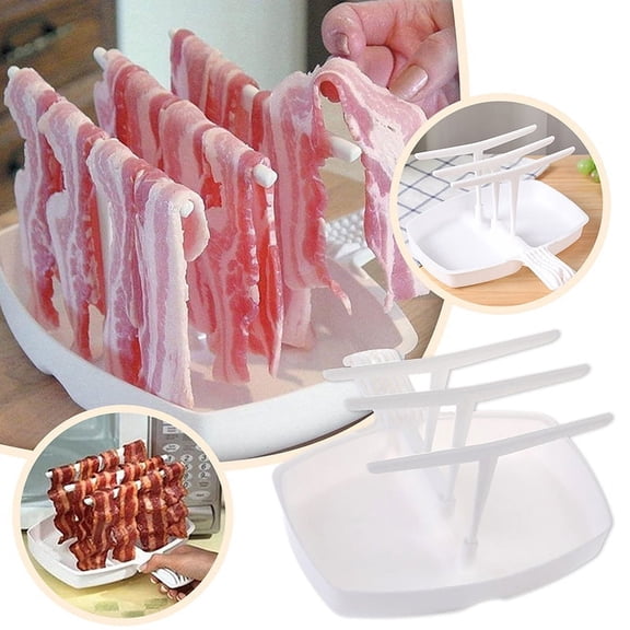 Bacon Tray Rack Microwave Bacon Cooker Shelf Rack High Temperature Resistance HUJTYs Non-Stick Microwave Bacon & Meat Cooker Tray