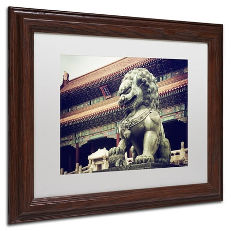 Bronze Lion Trademark Fine Art 'Bronze Lion' Canvas Art by Philippe Hugonnard White Matte, Wood Frame ()