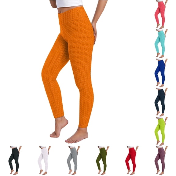 xfsWaSs Workout Stretchy Leggings for Women High Waist Yoga Pants Honeycomb Bubble Textured Lifting Fitness Running Yoga Leggings