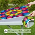 thumbnail image 6 of Tie Dye Vivid Petal Mandala Pattern Square Fitted Tablecloth with Elastic Edge,Square Table Cover,Washable Elastic Table Cover for Home Kitchen Party Decor 34"x34", 6 of 6