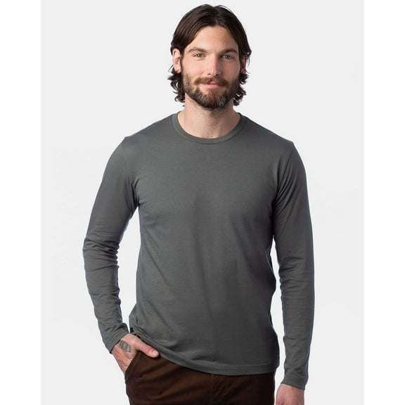 Alternative B00012093 Cotton Jersey Long Sleeve Go-To T-Shirt, Asphalt - Small