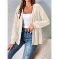 thumbnail image 6 of Womens Cardigan Sweater Long Sleeve Lightweights Open Front Curved Hem Ribbed Knit Cardigan Coat  XXL, 6 of 7