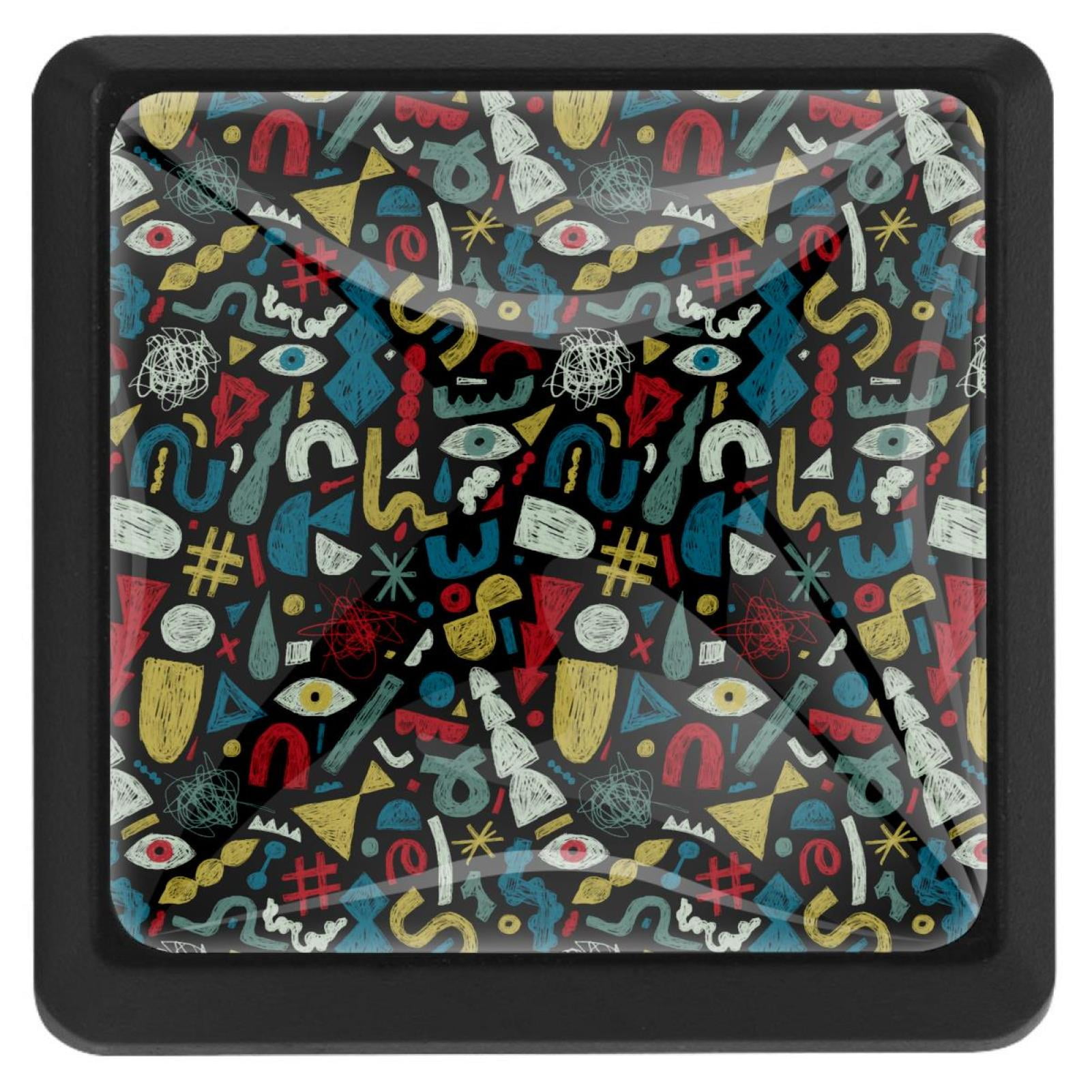 3 Pack Get Lost Pattern Square Door Knobs Decor for Cupboard