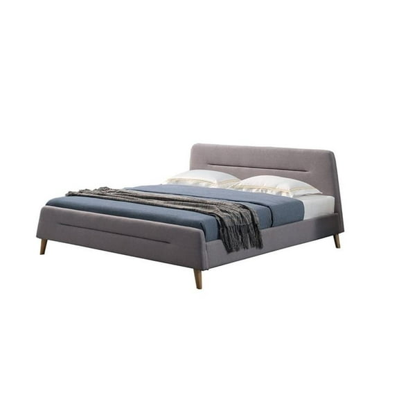 American Eagle Furniture Fabric King Platform Bed in Light Gray