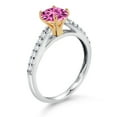 thumbnail image 3 of Gem Stone King 10K White Gold Pink Created Sapphire and White Lab Grown Diamond Engagement Ring for Women (1.18 Cttw, Round 6MM, Gemstone September Birthstone, Size 8), 3 of 4