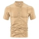 thumbnail image 5 of Blusa y camisa de manga corta con cuello alto para hombre, color liso, informal, con botones, de poliéster., 5 of 6