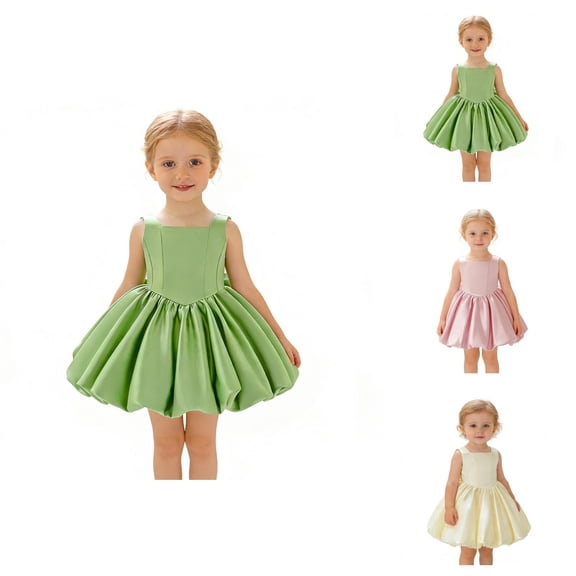Sleeveless Bow Tie Tutu Gown, Formal Party Dress for Toddler Girl Pageant Performance, Baby Girl Big Bowknot Birthday Baptism Dress 1-3 Years