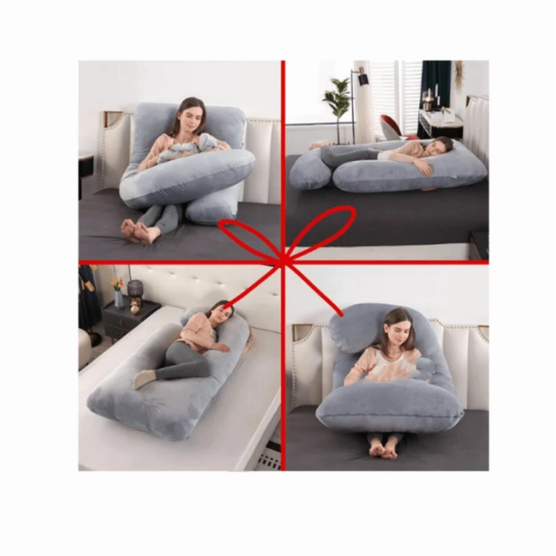 Best-selling U-shaped pregnant pillow - promotes side sleeping, supports the waist and abdomen. An essential item for pregnant women when sleeping.