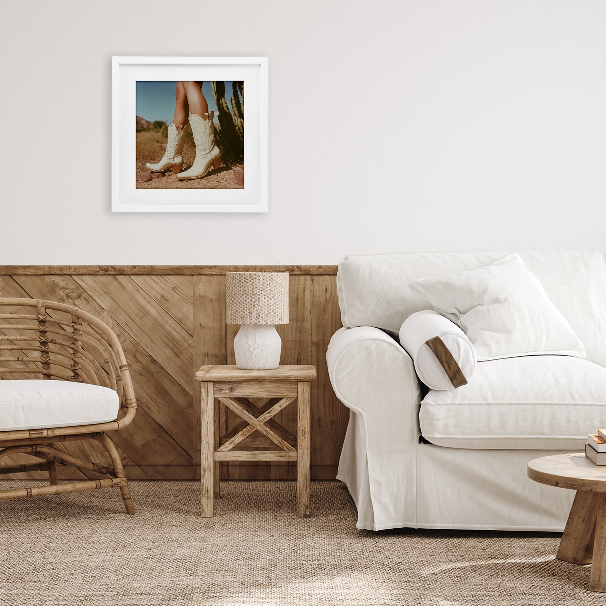 Stupell Industries Desert Boots Step White Framed Print Under Glass, design by Heidi Kuntz