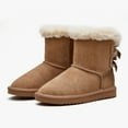 thumbnail image 2 of Weestep Girls Toddler Little Kid Warm Fur Winter Ankle Flat Snow Boot(11 Little Kid, Bow Brown), 2 of 7