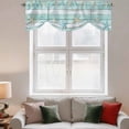 thumbnail image 3 of Summer Beach Theme Tie Up Valances Curtain, Adjustable Kitchen Teal and White Wood Grain Beige Starfish Valances for Windows Decor, Rod Pocket Short Curtains Set for Bedroom/Bathroom, 42"x12", 3 of 9