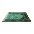 thumbnail image 2 of Ahgly Company Machine Washable Indoor Square Oriental Turquoise Blue Industrial Area Rugs, 5' Square, 2 of 4