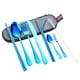 thumbnail image 1 of Utensilios de viaje portátiles, cubiertos reutilizables con estuche para fijar la vajilla, juego de cubiertos estables de acero inoxidable de 9 piezas, juego de cubiertos de picnic para acampar (, 1 of 5