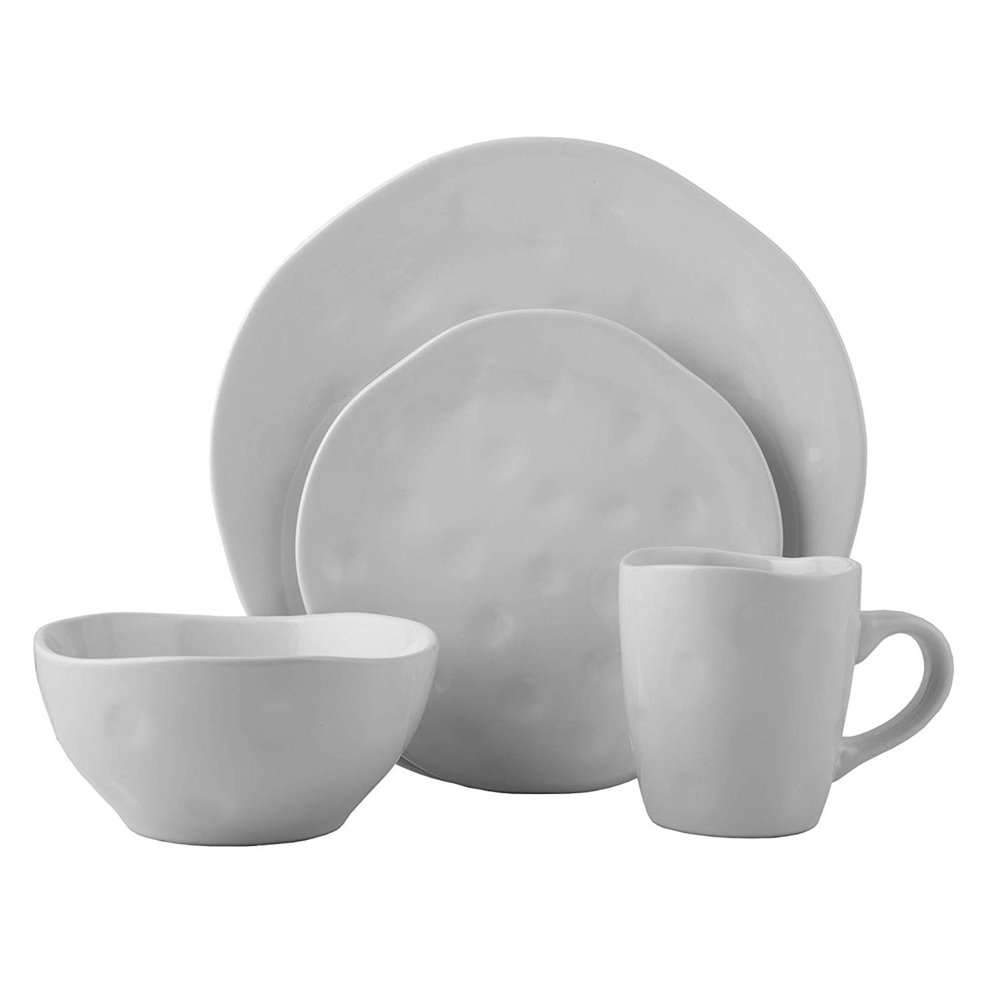 Melange Stoneware 32Piece Dinnerware Set Irregular Shape Collection