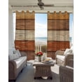 thumbnail image 3 of Farmhouse Burnt Orange Brown Blackout Curtains for Bedroom, Thermal Insulated Window Treatment, Vintage Wooden Striped Grommet Top Blackout Draperies and Drapes for Basement 27.5"x39" 2 Panels, 3 of 8