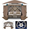thumbnail image 2 of HOTEEL 12'x12' Ez Pop Up Gazebo Tent for Camping, Screen Tent with Removable Roof, Waterproof, UV Resistant, Portable Carry Bag,Brown, 2 of 11