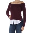 thumbnail image 2 of MAISON JULES Womens Burgundy Long Sleeve Off Shoulder Tiered Top S, 2 of 3