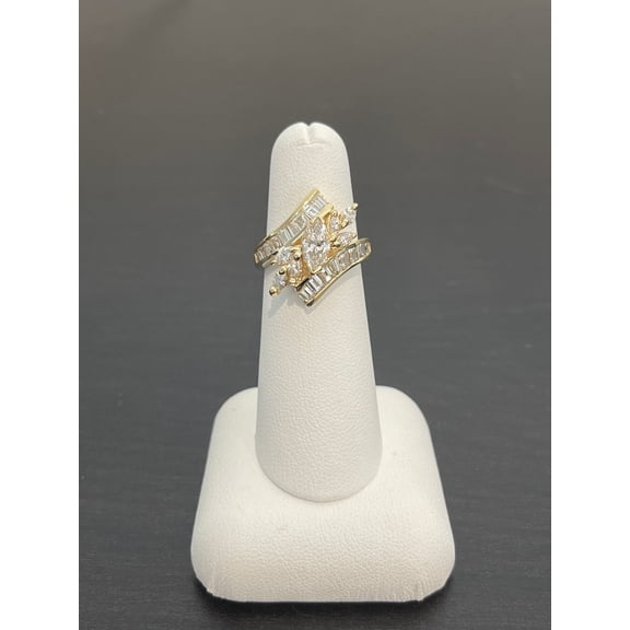 Silver & Stone Jewels Wedding Engagement Marquise Cut Cubic Zirconia 14K Yellow Gold Finish