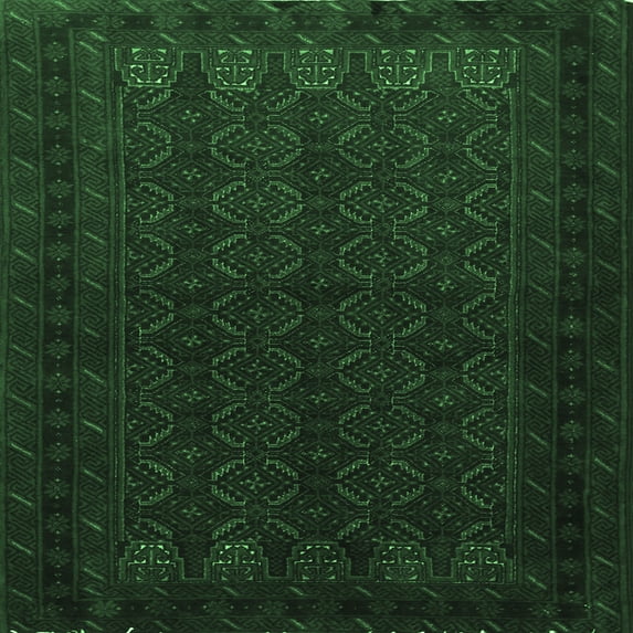 Ahgly Company Indoor Square Persian Emerald Green Traditional Area Rugs, 5' Square
