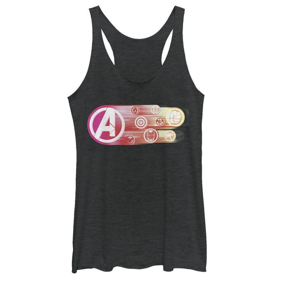 Women's Marvel Avengers: Endgame Logo Swipe Button Racerback Tank Top Black Heather X Large