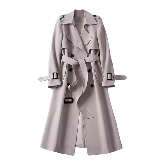 Women Fashionable Trench Coat Mid Length Popular British Coat Over Knee Length Coat