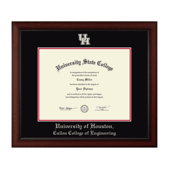 Framerly - UH Engineering Diploma Frame with Black and Red Mat