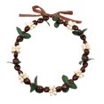 thumbnail image 2 of Collar con cinta marrón, guirnalda de playa, hojas verdes y flores blancas, 59, 2 of 7