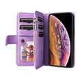 thumbnail image 3 of Multifunctional Case for iPhone XS Max,[RFID Blocking] 9 Credit Cards Holder with Wrist Strap, Premium PU Leather Zipper Wallet Purse Magnetic Flip Phone Cover For iPhone XS Max, Purple, 3 of 12