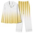 thumbnail image 1 of Puntoco Conjunto De Pijamas De Manga Larga Con Estampado De Rayas Para Mujer, Informal, A La Moda, Informal, (1 top + 1 Pantalón), Conjunto De Solapa De Manga Larga, Color Amarillo S, 1 of 4