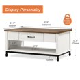 thumbnail image 4 of Wampat Farmhouse Large Rectangle Coffee Table with 1 Sliding Drawer and Open Storage Shelf, Cream White/Oak, 4 of 7