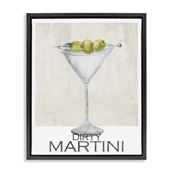 Stupell Industries Dirty Martini Olives Black Framed Floater Canvas Wall Art, design by Kim Allen