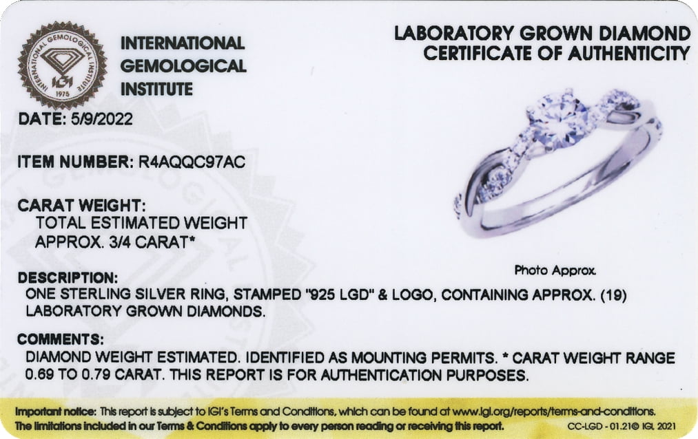 Forever Facets 3/4 CT TW Lab Grown Diamond Engagement Ring in Sterling Silver, Adult Female