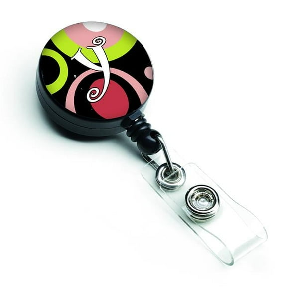 Carolines Treasures AM1002-YBR Letter Y Monogram Retro in Black Retractable Badge Reel