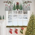 thumbnail image 4 of Valances for Windows Winter Pine Tree Holly Berry Rod Pocket Short Curtain for bathroom living room bedroom Xmas Ball Snowflakes Ombre Gray 1 Panel 42x12in, 4 of 7
