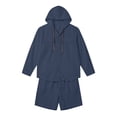 thumbnail image 5 of UVEASISHA Mens Hooded 2 Piece Outfits Summer Casual Linen Sets Roll Up Long Sleeve Button Down Shirts and Shorts Lounge Set 2026 Fashion Travel Outfits Navy 3XL, 5 of 10