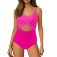 thumbnail image 1 of Womens Cutout High Waist One Piece Swimsuit - Wrap Tie Back Ruched Design - Push Up Padded Beach Pool Bathing Suit, 1 of 4