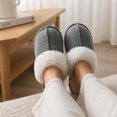 thumbnail image 2 of Smile Popcorn Women's Fuzzy Slippers Memory Foam House Slippers for Women Warm Winter House Shoes, Grey, 2 of 7