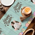 thumbnail image 3 of Green Easter Table Runner 48 Inches, Spring Cartoon Bunny Colorful Eggs Wood Grain Bed Runner Dresser Scarves Tabletop for Indoor Outdoor Parties/Ceremony/Banquet, 13" x 48", 3 of 8