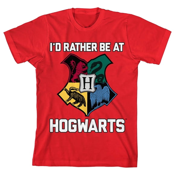 Harry Potter Je Préférerais Être à Poudlard T-Shirt Rouge pour Garçon - TG
