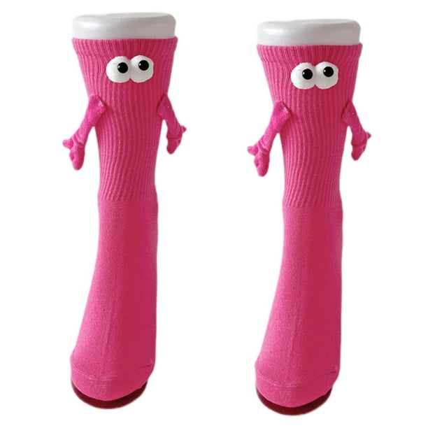 Calcetines de Valentín con dibujos de manos agarradas para amantes de la fiesta de año Nuevo Rosa oscuro