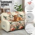 thumbnail image 6 of ZIATUBLES Recliner Cover for 3 Cushion Reclining Sofa, 8 PCS Stretch Recliner Couch Covers with Storage Pockets, Soft Fitted Furniture Protector for Living Room Decor, Hummingbird Peony Print, 6 of 9