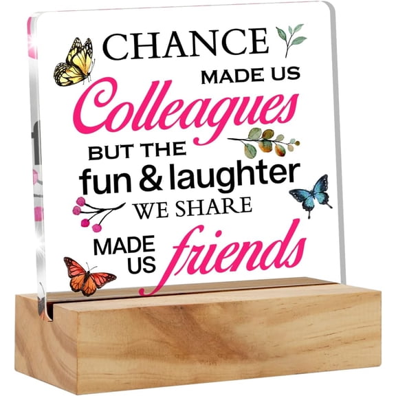 Coworker Leaving Gift Desk Decor Acrylic Desk Sign Decoration Home Office Chance Made Us Colleagues Acrylic Plaque Gift 4x4 Inch