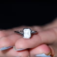 thumbnail image 5 of Emerald Cut Solitaire Moissanite Bypass Engagement Ring for Women (6X8 mm, D-VS1 Grade), 18K White Gold, US 7.25, 5 of 8