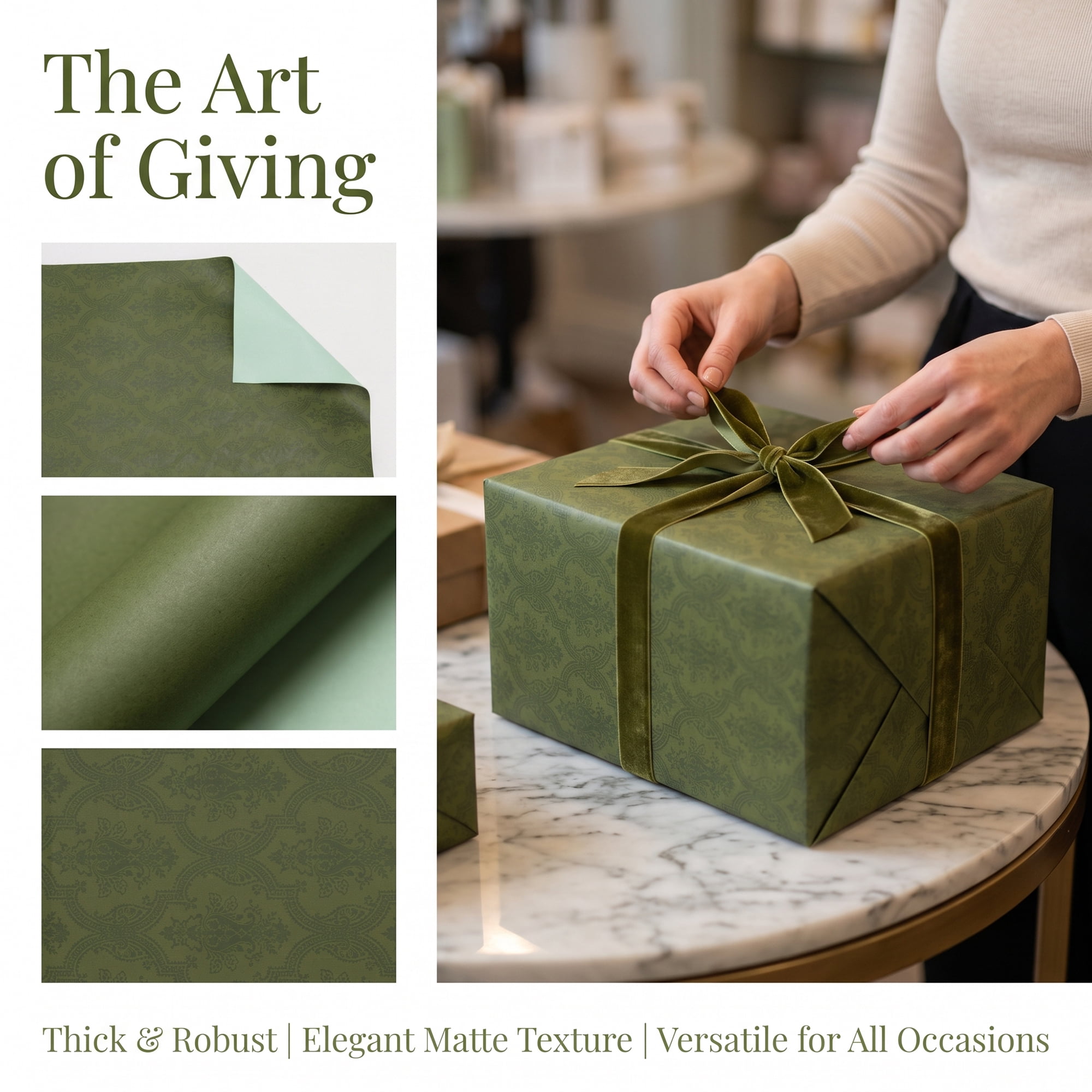 Unique Bargains Wrapping Paper Matte for Elegant Gift Wrap Presentation Green 39.4"x 27.6"