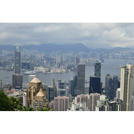Hong Kong Bus Canvas Print Peak Bus Cityscape Hong Kong Skyscrapers Finance Stretched Canvas 10 x 14 ()
