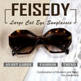 thumbnail image 6 of FEISEDY Retro Cateye Sunglasses Women Oversized Vintage Cat Eye Shades UV400 Lenses B2817, 6 of 13