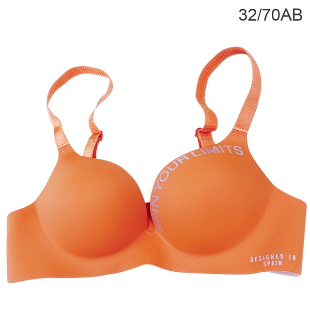 Sujetador sin costuras Mujer Ropa interior inalámbrica Letras Sujetador Hacer subir de copa fina para niñas, Rojo óxido, 32 / 70AB tholdsy AP001148-21B