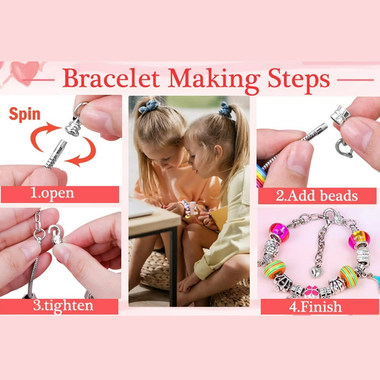 DIY Bracelet Making Kit for Girls,Charm Bracelets Kit with Beads, Jewelry  Charms,Bracelets for DIY Craft,Jewelry Gift for Teen Girls 